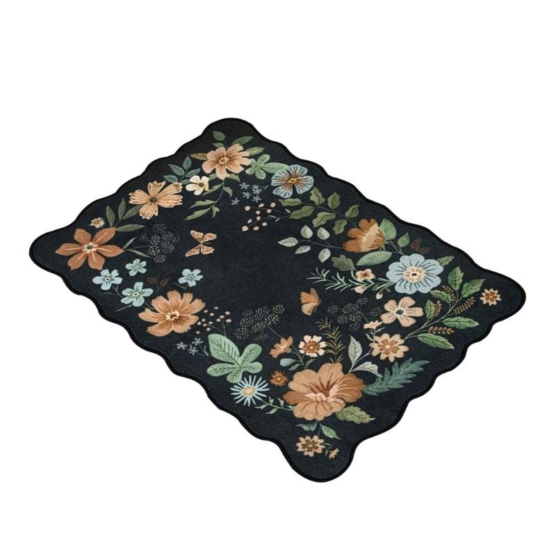 

Florals Area Rugs 60x90cm, Soft NonSlip Washable Kitchen Mats Thin Indoor Entryway Carpets for Bedroom Bathroom 90