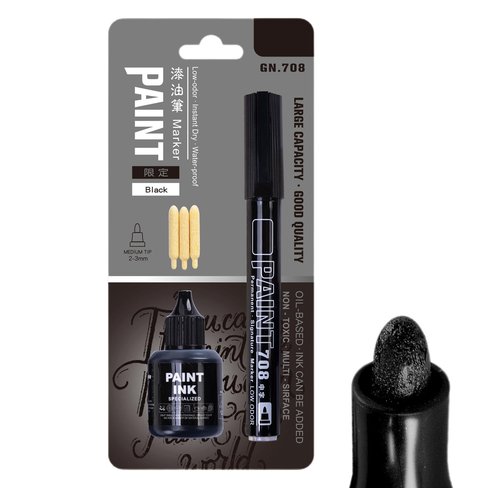 

Chrome , Pen is a Re-inkable, High Temperature Resistant and Waterproof Marker Pen, Please refer to the description чёрный