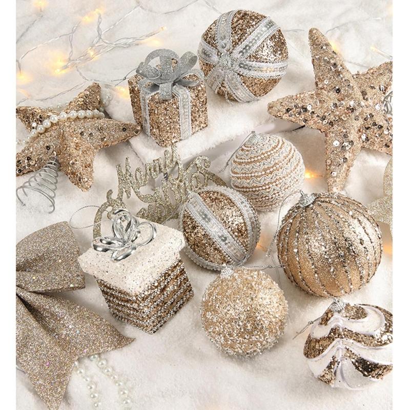 8Pcs Glittering Christmas Ball Ornament Shatterproof Decorative Baubles Christmas Tree Decorations For Wreath Door Wall