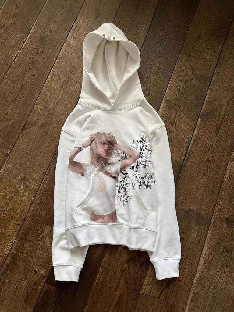 Y2K Retro Portrait Print Long Sleeve Hoodie for Women - Autumn/Winter Streetwear, European & American Ins Style