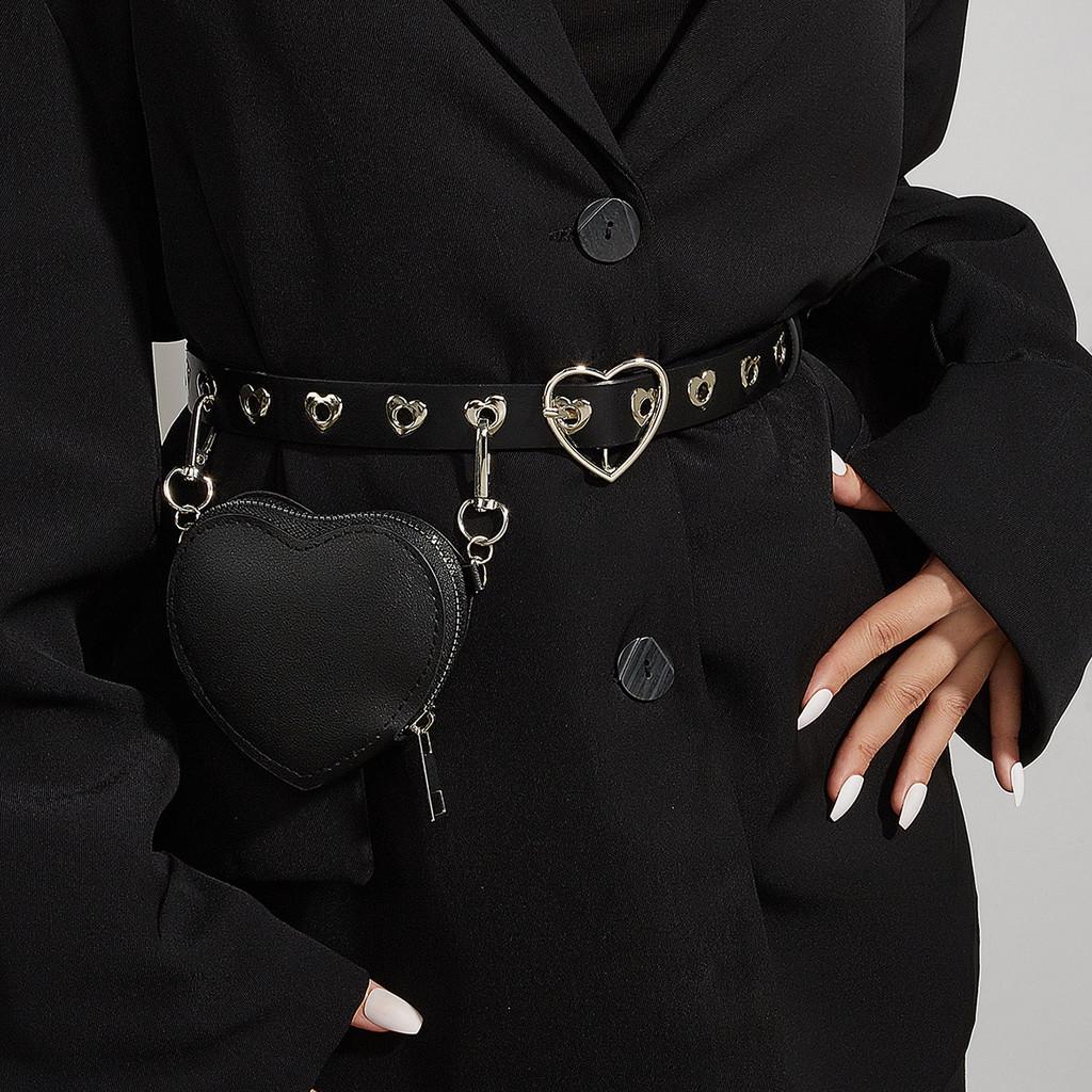 Mini Heart Waist Belt With Removable Leather Strap For Fashionable Women Spring