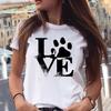 Women T-shirts Love Trend Style Dog Paw Cartoon Animal Pet 90s Summer Graphic Print Female Stylish T Top Shirt Girl Tee T-Shirt