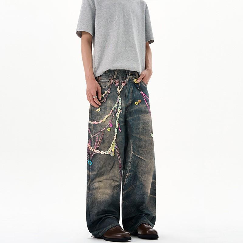 Mens Loose Straight Fit Denim Jeans