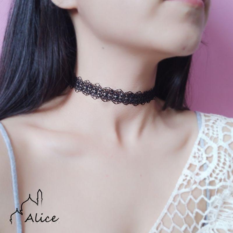 

Чокер Черно-белый Женские шейные аксессуары Кружевной воротник White