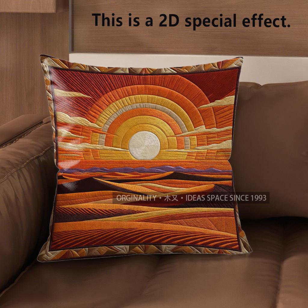 2D Southwestern Desert Sunset Throw Pillow Covers Pattern Cushion Cover Suitable For Sofa Bedroom Car Pillow Cover