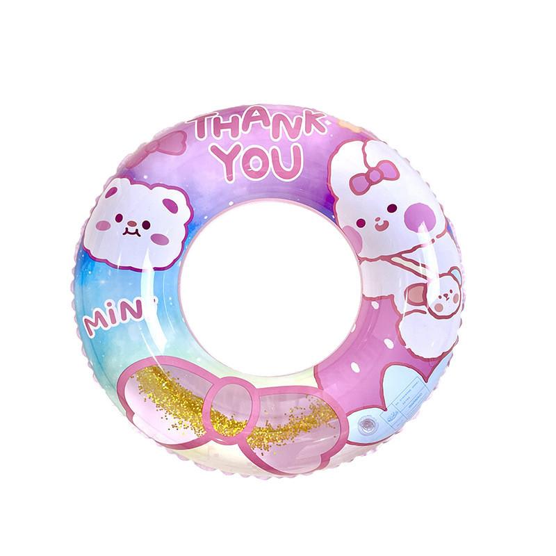 Childrens Cartoon Teddy Bear And Rabbit Glitter Inflatable Swimming Ring