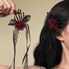 Halloween Gothic Dark Rose Lace Hair Clips Women Side Duck Bows Handmade