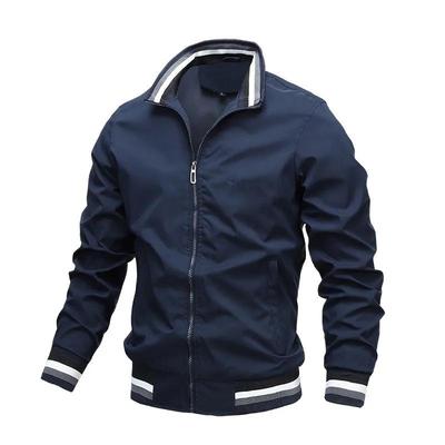 Marineblaue Übergröße Herrenjacke mit Reißverschluss Saisonale Hochwertige Business-Freizeit-Outdoor-Sportjacke Golfjacke