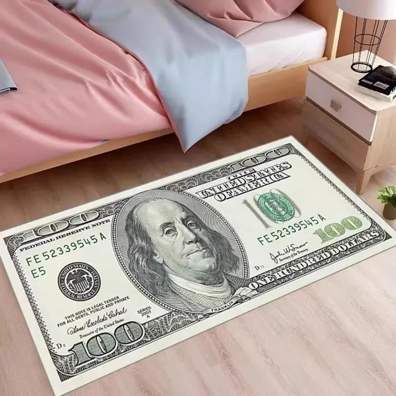 

Creative Money Print Kitchen Bills Crystal Velvet Rug Machine Washable NonSlip Entryway Floor Mat for Indoor Porch Bathroom 40x60cm