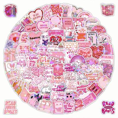 60/120 PZ Adesivi Graffiti Pink Bookish Decorazione Lettura Rosa Quaderno Bagaglio Cancelleria Adesivi