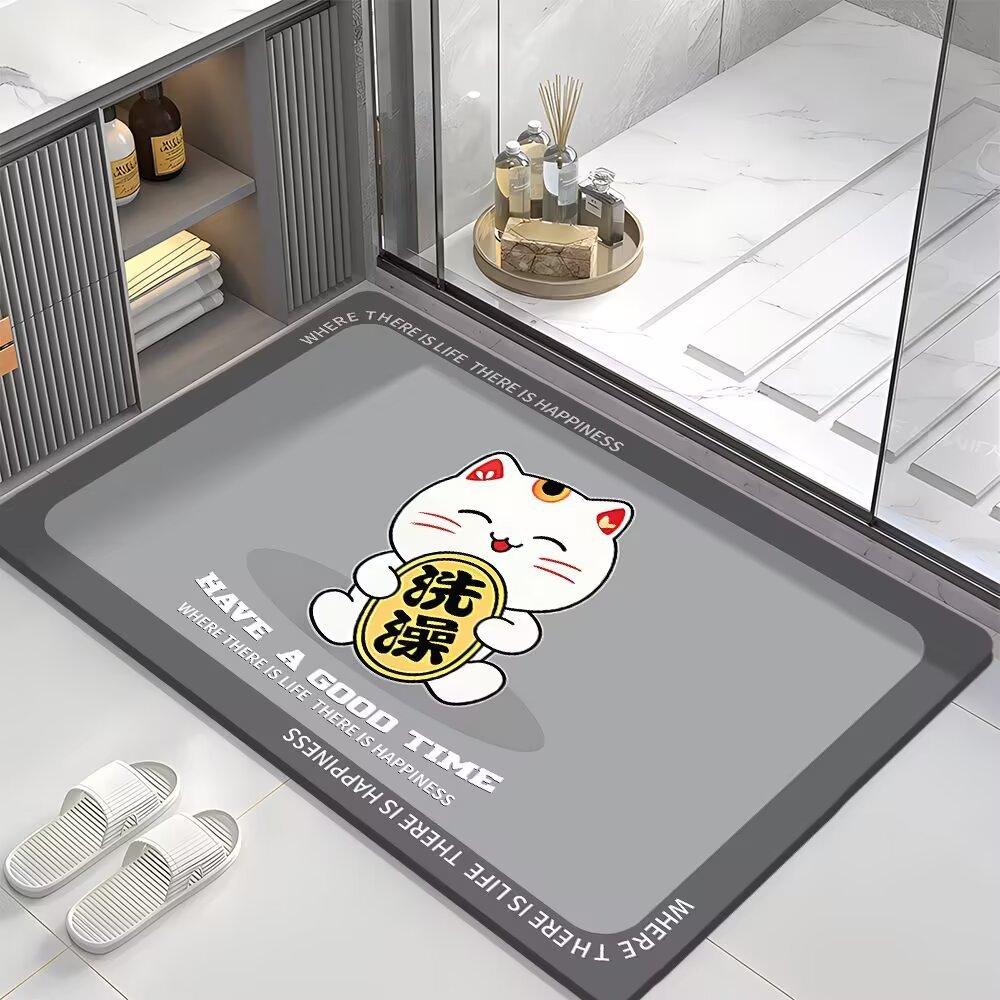 Cartoon Panda Bathroom Floor Mat Bathroom Water Absorption Quick Drying Dirt Resistant Anti Slip Diatom Mud Foot Mat