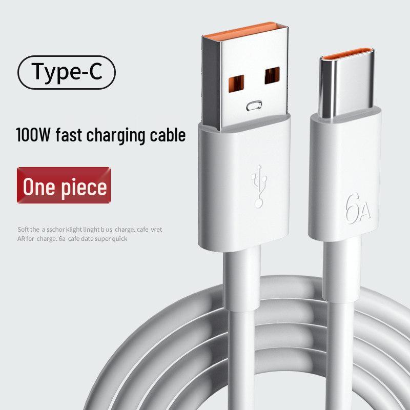 Andmai 100W Multi-Head Fast Charging Cable, Compatible with Apple, Three-in-One Design for Car Use.