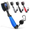 Double Sided Golfs Head Brush with Spikes for Cleaning Grooves Shoes Golfs Club Cleaner Brush with Retractable Carabiner
