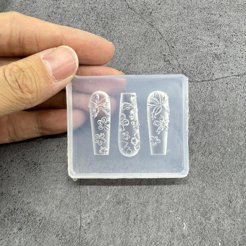 Transparent Silicone Nail Art Mold Exquisite Handmade Butterfly Bow Flower 3D Nail Art Accessory Diy Creative Nail Art Mold Gift