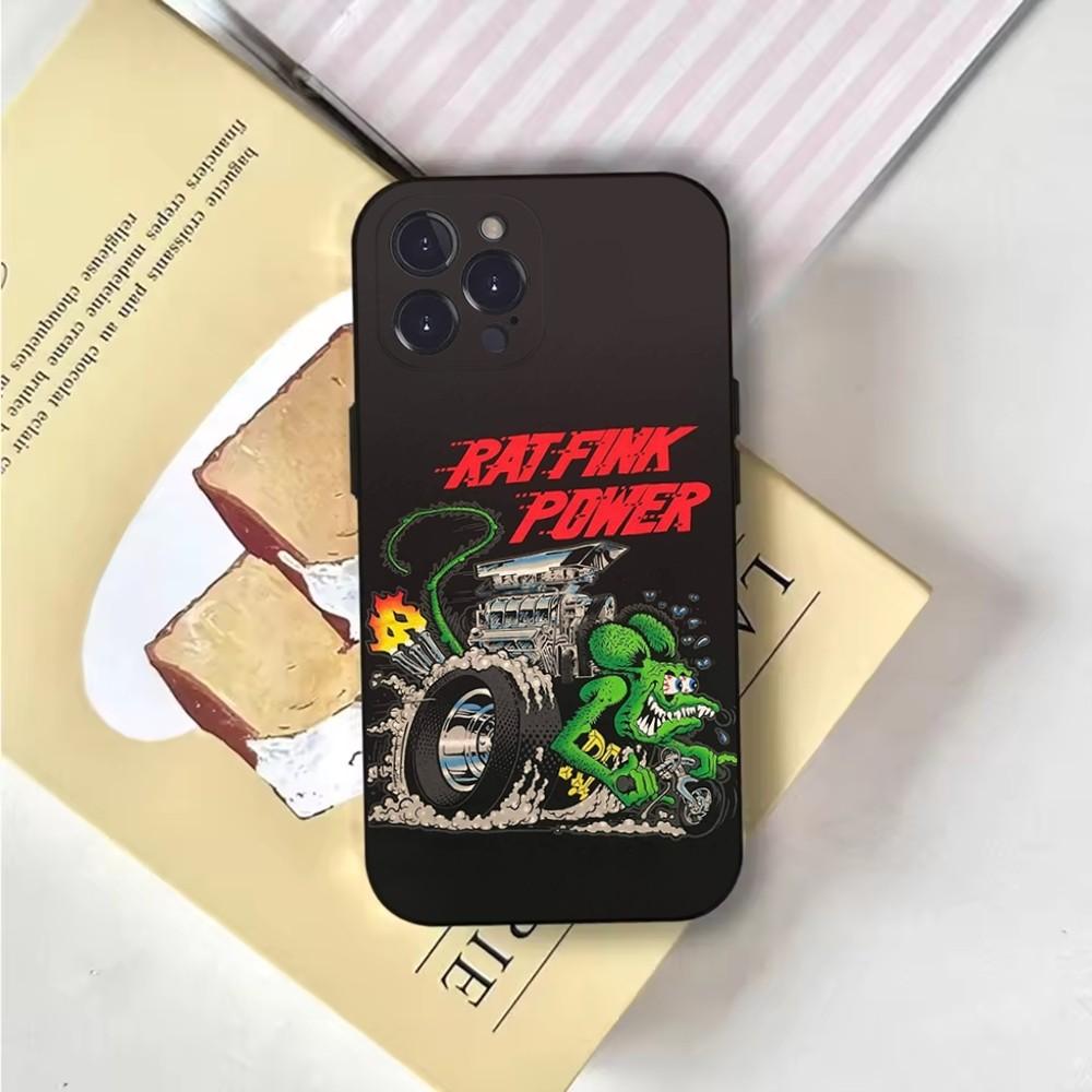 Cartoon Rat Fink RF Phone Case For iPhone 16,15,14,13,12,11,Pro,X,XS,Max,XR,Plus,Mini Soft Black Cover iPhone12