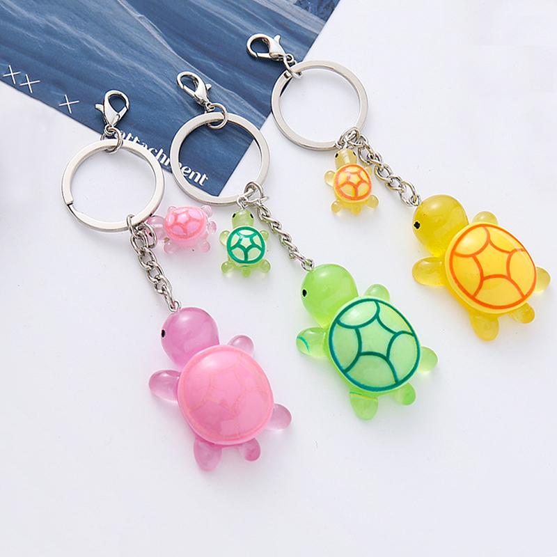Portachiavi Pendente Tartaruga 3D Luminosa Cartone Animato Ciondoli Animali Carini Anello Portachiavi Accessori Decorazione Zaini Squisiti Regali
