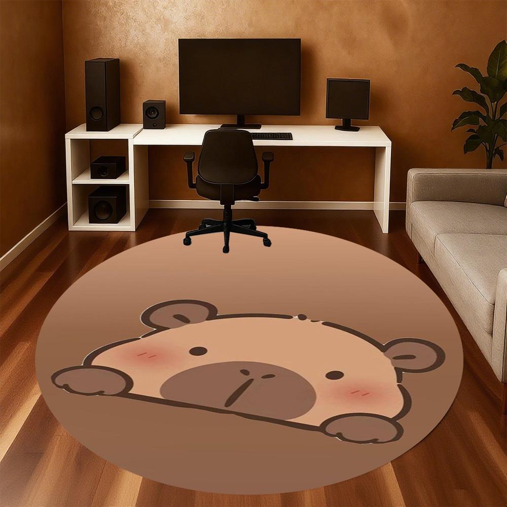 1 Stück Süßes Capybara Tier Kawaii Runder Stuhlmatte Teppich - Rutschfest, Fußmatte für Büro, Schlafzimmer, Heimdeko Weihnachtsgeschenk c0528106