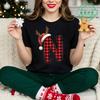 Christmas Reindeer Alphabet TShirt Family Matching Outfits for Parents Kids Couple Xmas Party Holiday Vacation T-shirts Gift