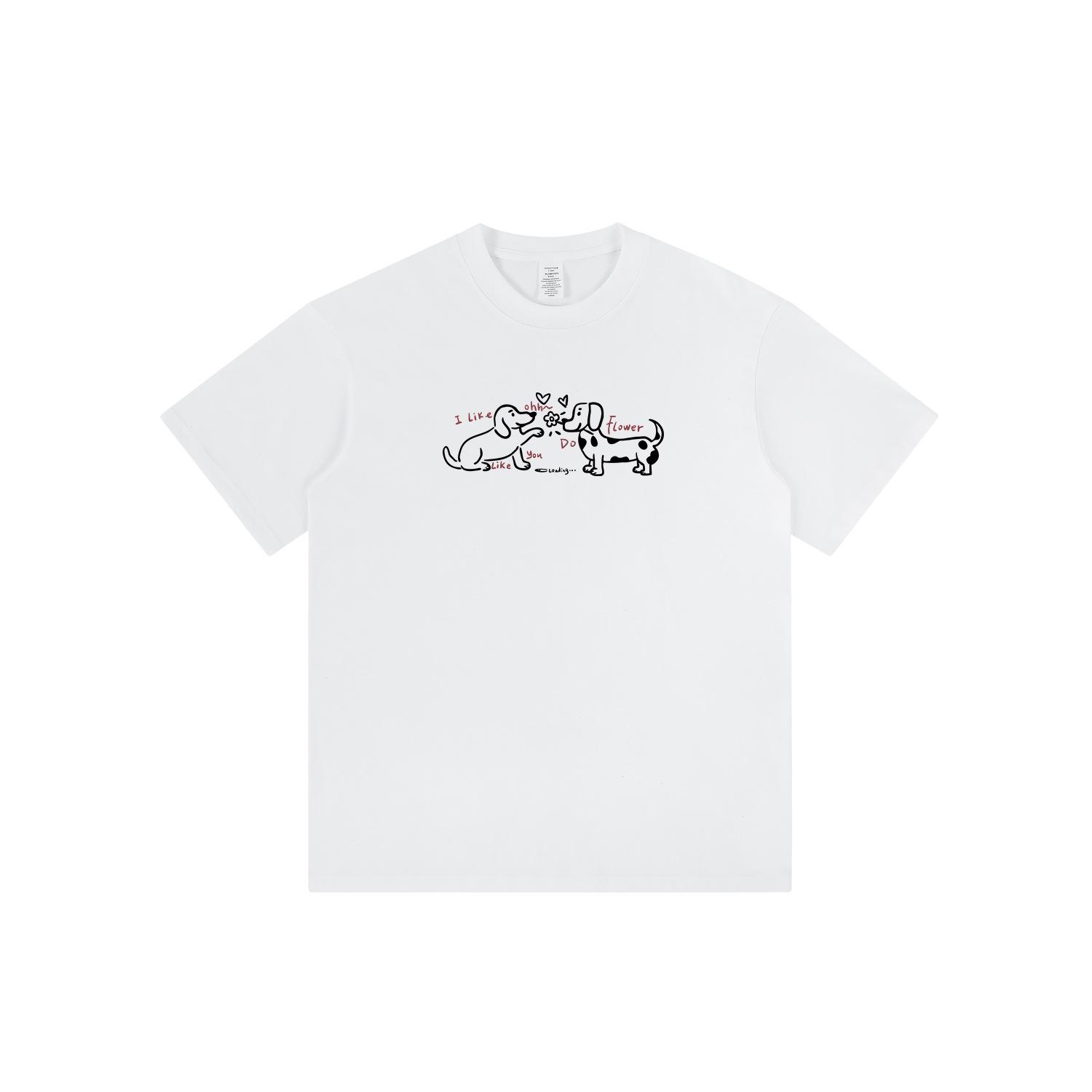 

Sweet Puppy Print Women s Retro Slimming Casual Short Sleeve Tee S