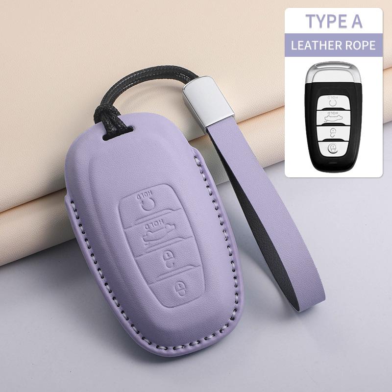 Fashion Car Key Case Cover For Faw Hongqi E-Hs9 High-End H5 H9 Car Keyring Luxury Leather Auto Accessories