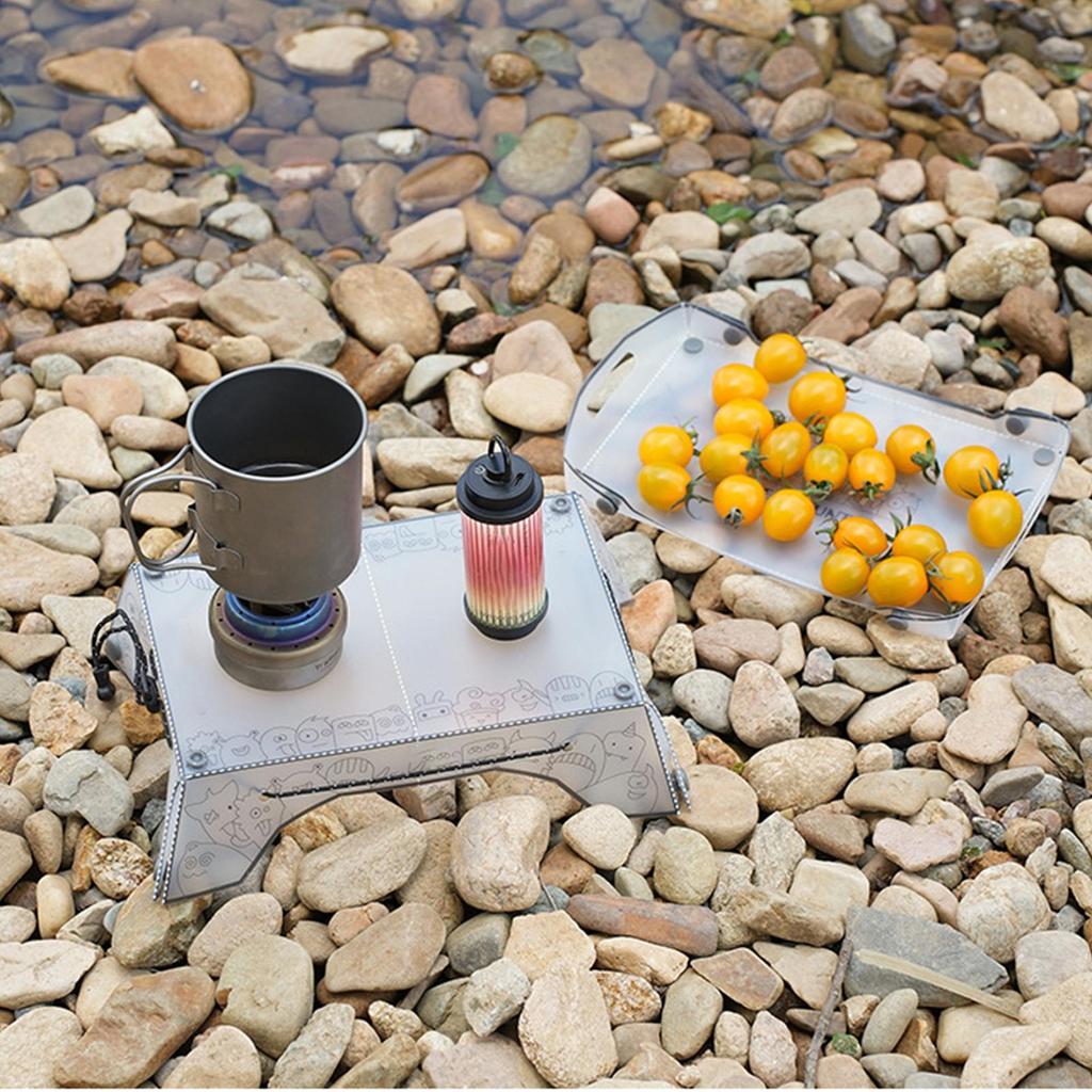 Camping Folding Table Backpacking Cooking Table Portable Camping Tray 2-in-1 for Fishing Beach Outdoor Picnic Furniture