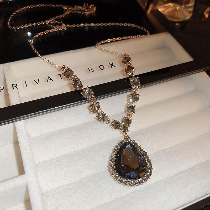 Elegant Full Diamond Tassel Necklace & Sweater Chain Set - Luxurious Cold Style Jewelry