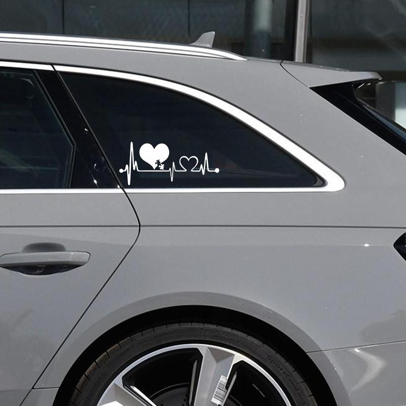 16.6Cm*7.2Cm Autism Heart Beat Lifeline Creative Car Decals Car Window Personality Decorative Accessories Car Styling Decals