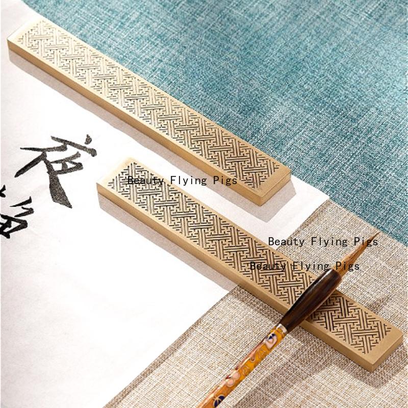 1pc Metal Pressure Strip Calligraphy Town Paper Study Brush Holder Calligraphy and Painting Tools Chinese Metal Ornament