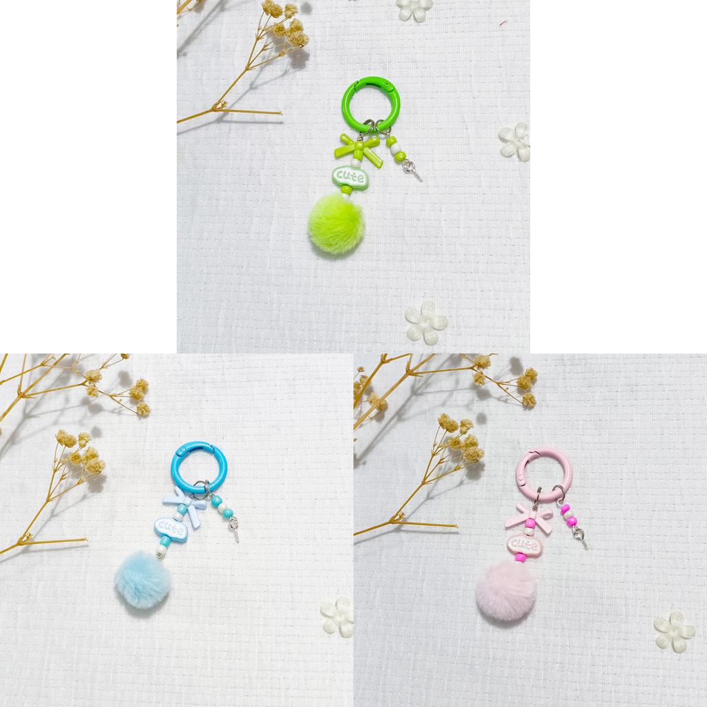 Colorful Ball Keychain With Diy Letter Beads For Bag And Phone Accessories
