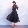 Black evening dress new dignified elegant dignified atmosphere dress socialites party thin medium and long