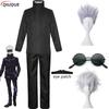 110-3XL Black / Blue Gojo Satoru Cosplay Costume Eye Patch Wigs Glasses Anime Halloween Party Unisex Uniforms