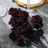 10 stk Kunstige roser Falsk rose med bøybar stilk Realistiske Svarte Mørkerøde Faux-roser for Bordpynt Hjemmefest Bryllupsdekorasjon