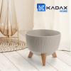 KADAX Blumentopf Übertopf mit Füßen Einsatz Pflanzgefäß 24cm Beige Schale Rund