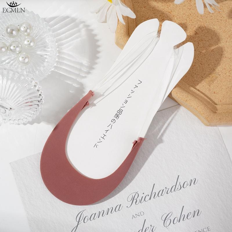 3 Paar Halbhand-Sling-Socken aus Baumwolle für Damen, Sandalen mit hohen Absätzen, Sommer-Bootssocken, flache Öffnung, rutschfeste, unsichtbare Socken