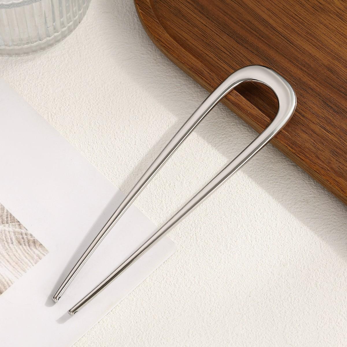 

U-образная вилка для волос Элегантная Золотисто-серебристого цвета Сплав Длинные Густые Волосы Прическа Пучок Французские Заколки Зажимы Женские Девичьи Аксессуары для волос