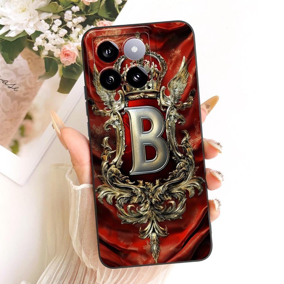 For Xiaomi Mi 14 Pro Case Cool Fashion Crown Letters Cover Shockproof Soft TPU Phone Case For Xiaomi 14 Pro Mi14 Back Cover Bags