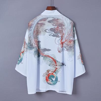 Kimono Men Japanese Style Haori Chinese Style Cardigan Men\'s Summer Loose  Dragon Cardigan Shirts