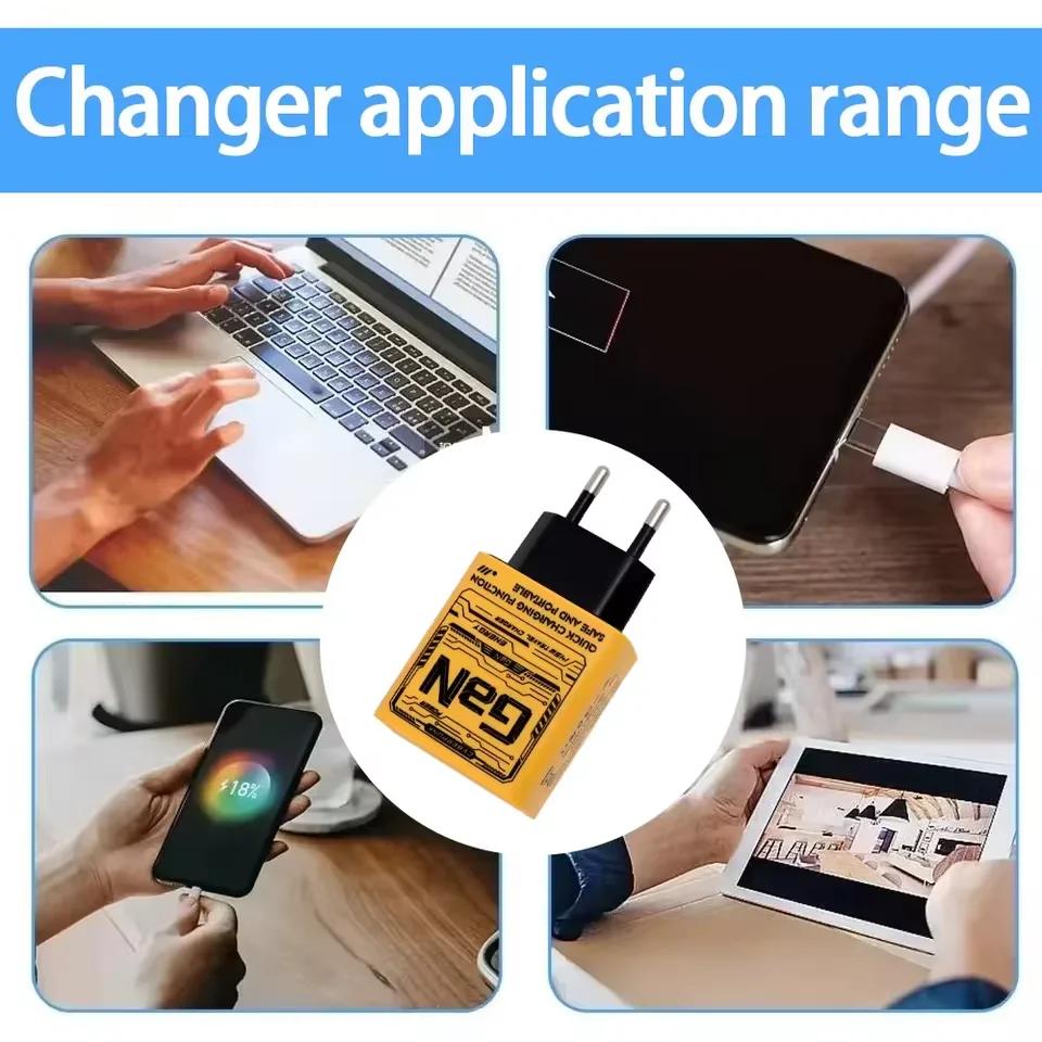 145W Quick Charge Fast Phones Charger PD USB Charger Adapter3 Ports EU/US/UK Plug Wall Adapter For iPhone Xiaomi Samsung