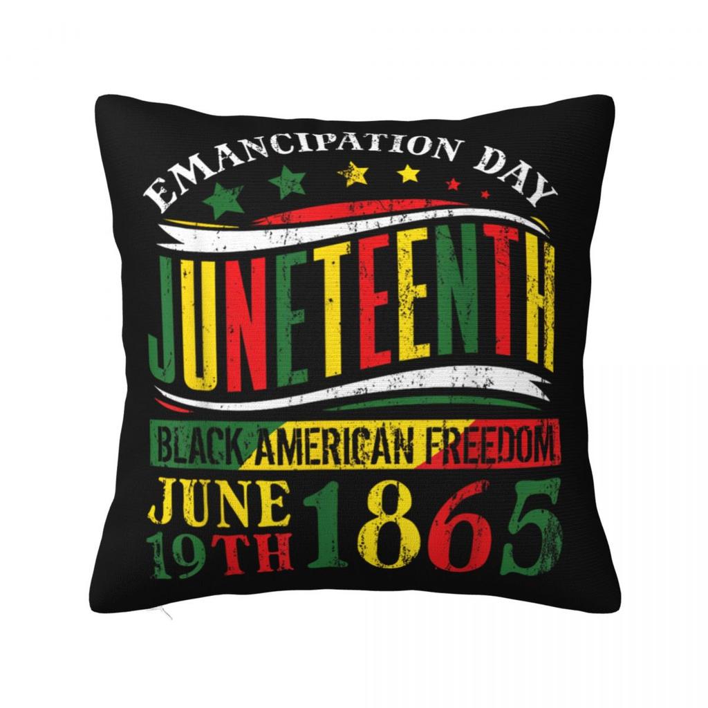 Kwadratowa poszewka na poduszkę Juneteenth Poliestrowe poduszki na sofę Świętowanie Czarnego 1865 Afroamerykańska spersonalizowana poszewka
