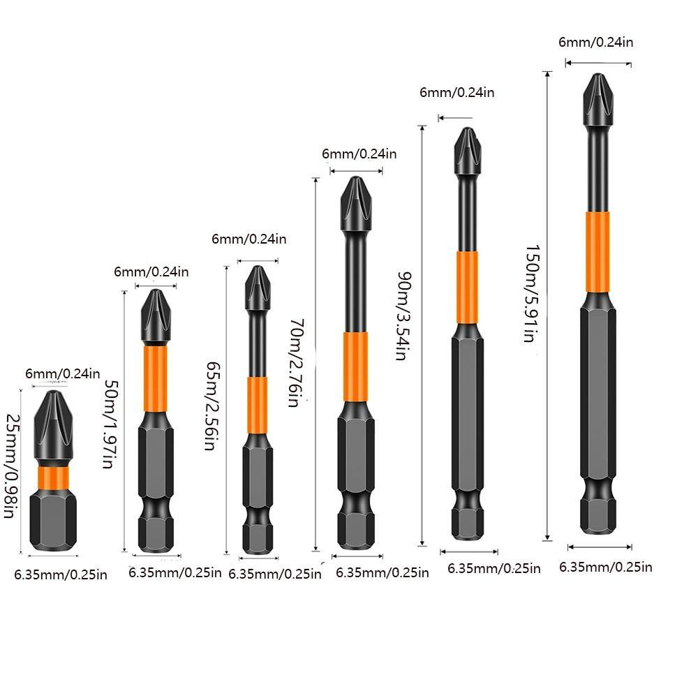 6pcs/10pcs Non-slip PH2 Magnetic Batch Head Electric Screwdriver Bit  Power Hand Tools