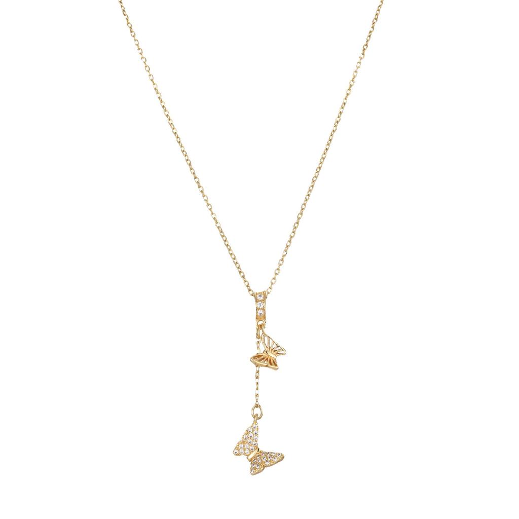 Full Diamond Tassel Butterfly Necklace Women'S Light Luxury Versatile Collarbone Chain