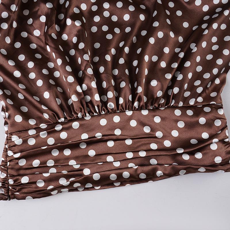 French Elegant Polka Dot Hollow Long Sleeve Women's Retro Style Casual Top