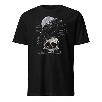 Skull and Crow Shirt Black Raven Skull Occult Gothic T-Shirt Size S-3XL Gift Tee