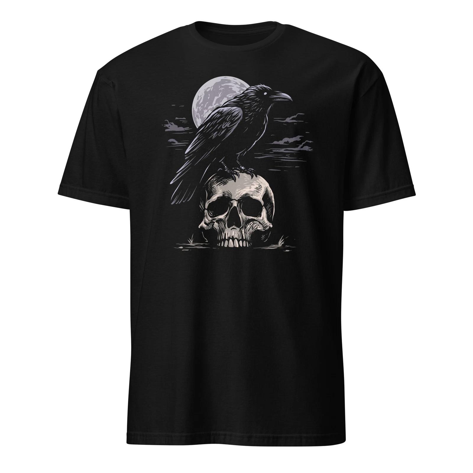 Футболка с черепом и вороном Черный череп ворона Оккультная готическая футболка Размер S-3XL Подарочная футболка L