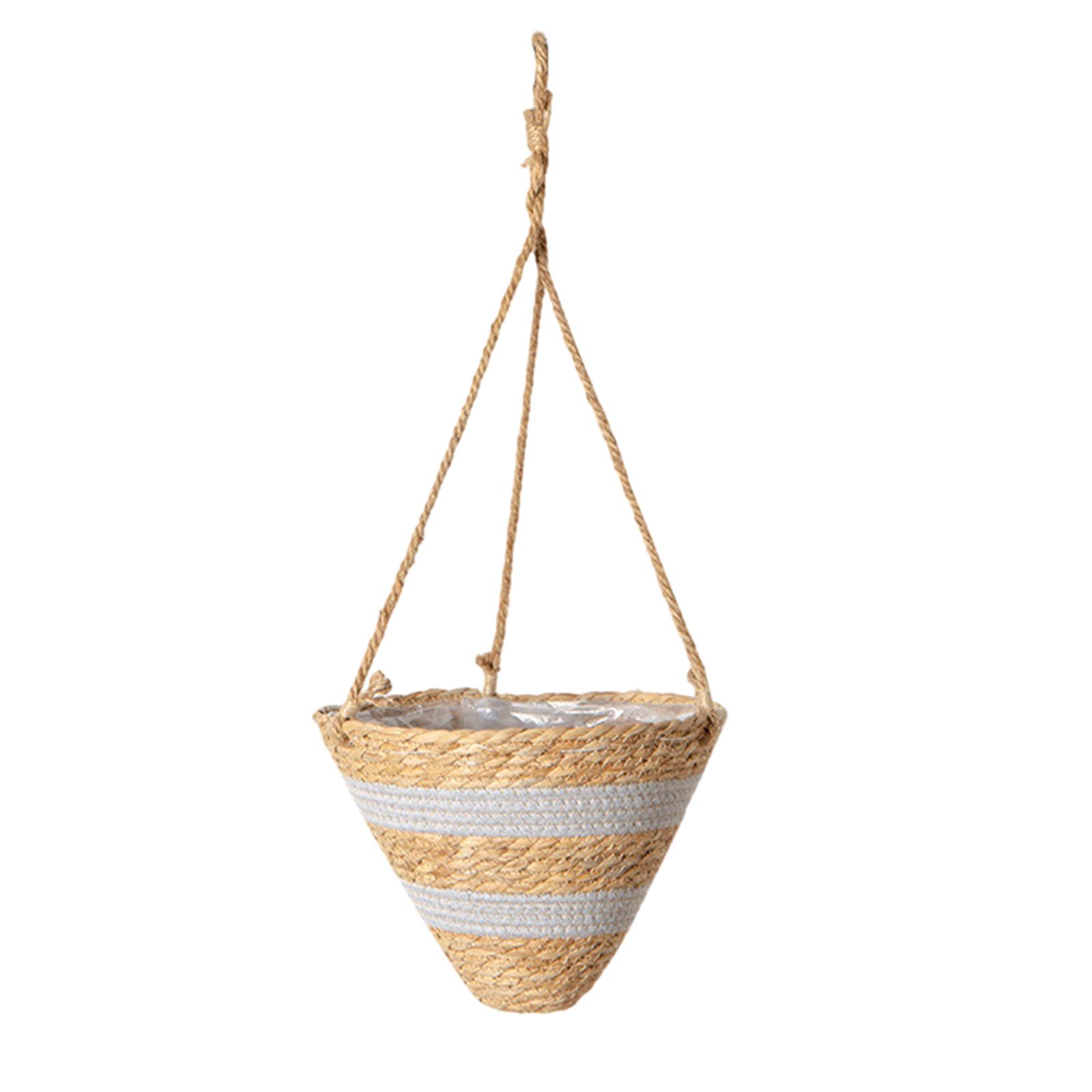 

Round Hand Woven Hanging Planter Baskets Natural Rope Woven Plant Holder Flower Pots Home Planting Gardening Supply F
