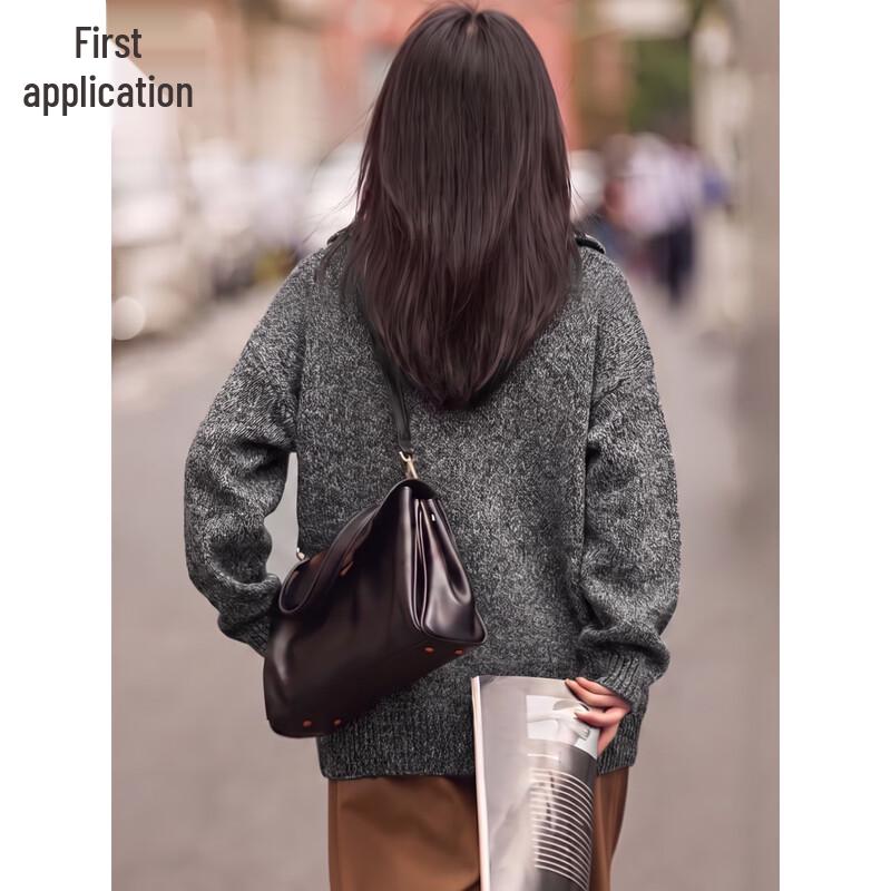 Women's Double Zipper Lapel Knit Cardigan