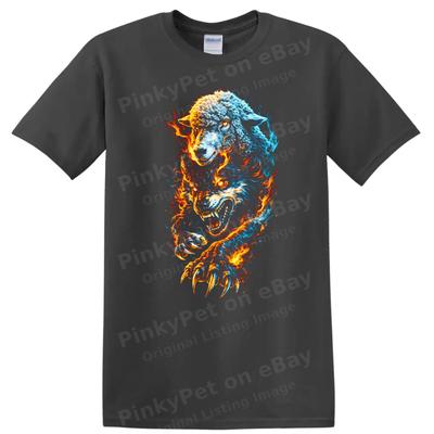 Wolf Sheep Fire Graphic T Shirt Unique Animal Art Cool Tee Design