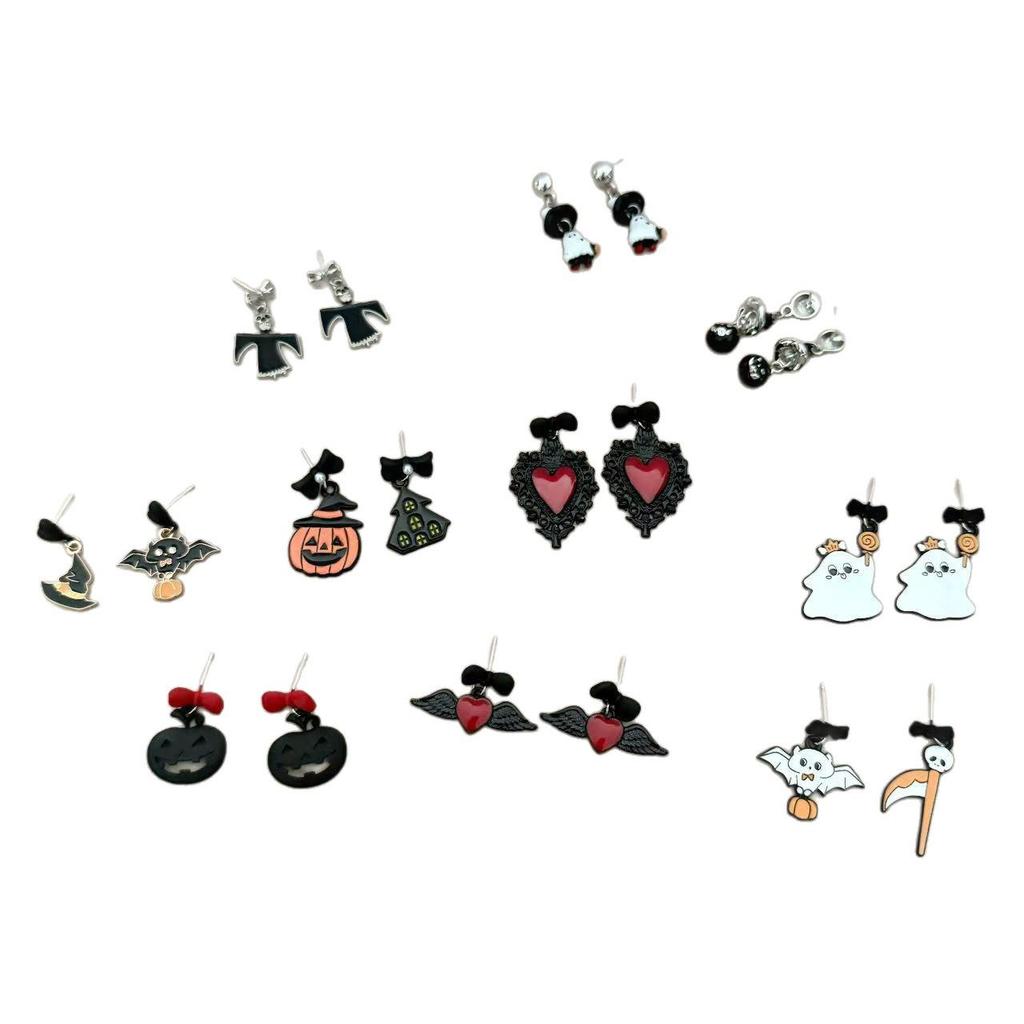Unique Halloween Earrings: European and American Design with Pumpkins, Bats, and Devils