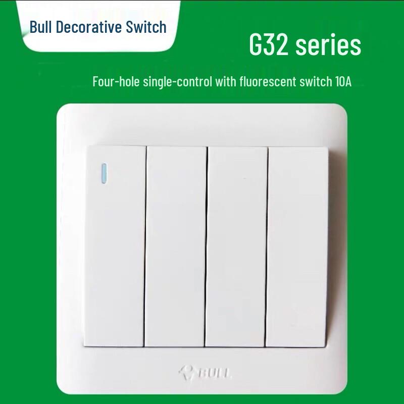 BULL G32 Series 4-Gang Single Pole Fluorescent Wall Switch Panel