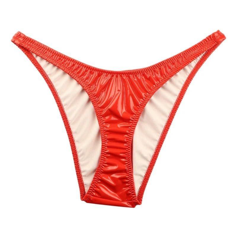 La-Pomme Women Shiny Enamel Fabric T-Front High Cut Half Back Shorts Lingerie Sexy Underwear Made in Japan
